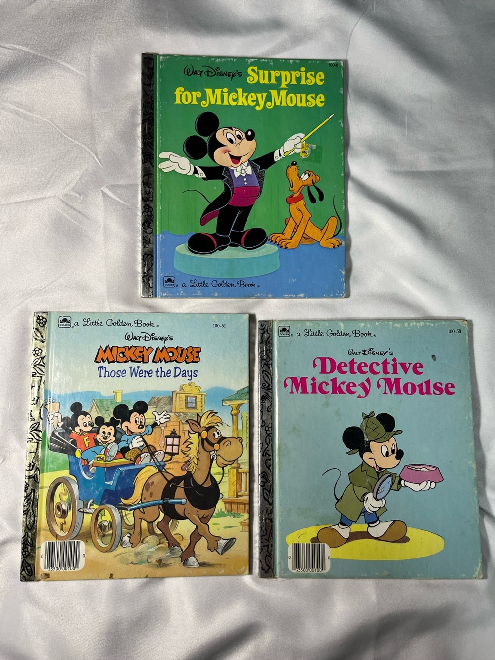 Vintage Lot of 3 Walt Disney Little Golden Books Mickey Mouse 1970s 1980s HC